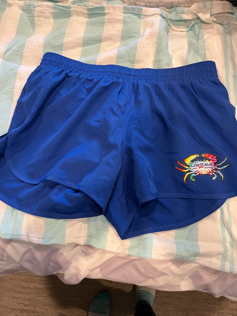 Augusta Sportswear Royal Blue Athletic Shorts with Colorful Crab Logo